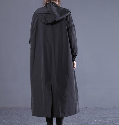 Long Hooded Casual Coat Loose A line Parka Plus Size Coat Jacket VPPBUY shop