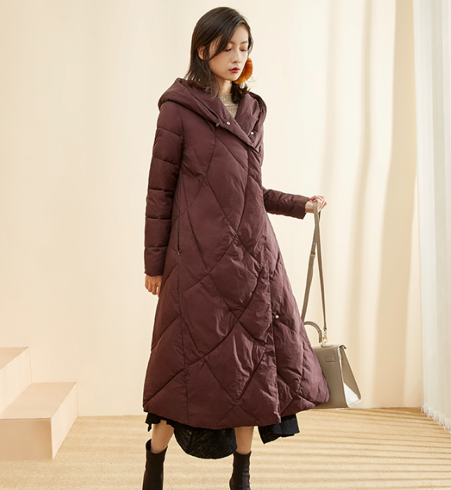 A-Line Long Winter Puffer Coat Duck Down Jacket, Hooded Down Jacket Women 80022 VPPBUY shop