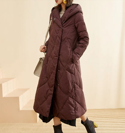 A-Line Long Winter Puffer Coat Duck Down Jacket, Hooded Down Jacket Women 80022 VPPBUY shop