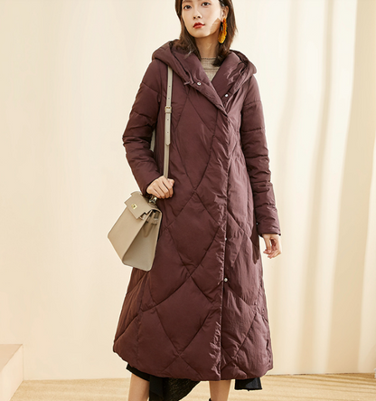 A-Line Long Winter Puffer Coat Duck Down Jacket, Hooded Down Jacket Women 80022 VPPBUY shop