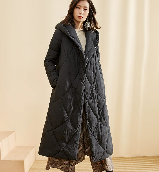 A-Line Long Winter Puffer Coat Duck Down Jacket, Hooded Down Jacket Women 80022 VPPBUY shop