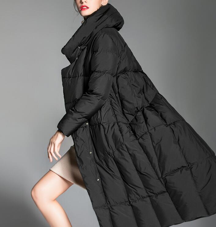 Irregular Hem Long Loose Women Down Coat Hooded Winter Loose 90% Duck Down Jackets VPPBUY shop