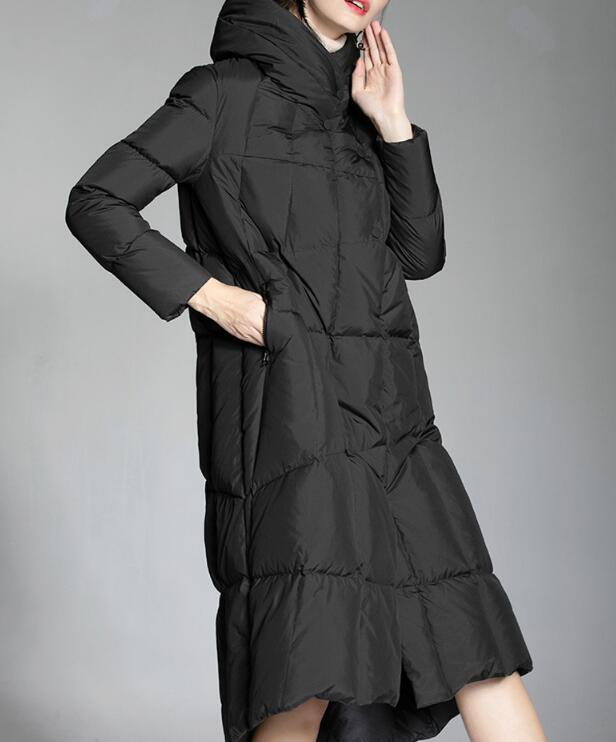 Irregular Hem Long Loose Women Down Coat Hooded Winter Loose 90% Duck Down Jackets VPPBUY shop