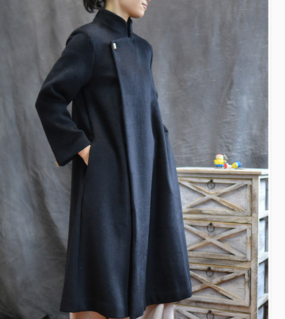 Long Black Women Winter Black Long Women Wool Coat Jacket 1005 VPPBUY shop