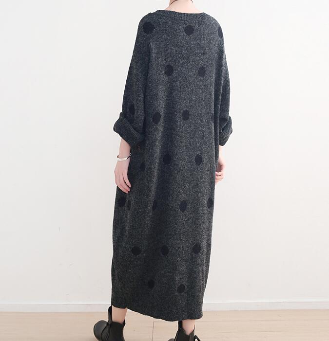 Loose Dot High Collar Knit Long Women Dresses AMT962328 VPPBUY shop