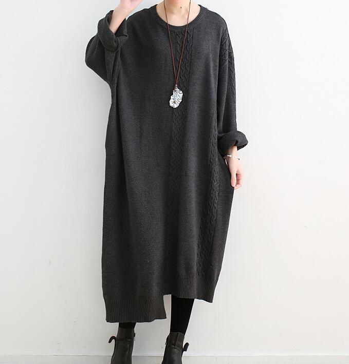 Knit Linen Loose Long Dresses Plus Size AMT962328 VPPBUY shop