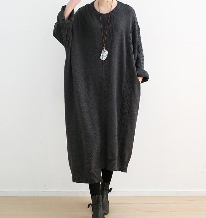 Knit Linen Loose Long Dresses Plus Size AMT962328 VPPBUY shop