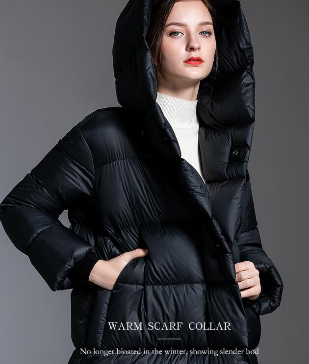 Loose Long Women Down Coat Winter Loose 90% Hooded Duck Down Jackets 2200 VPPBUY shop