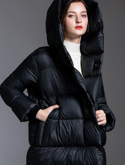 Loose Long Women Down Coat Winter Loose 90% Hooded Duck Down Jackets 2200 VPPBUY shop