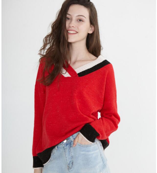 Mid-Length V Neck loose Women Tops Woolen Long Knit Sweater VPPBUY shop