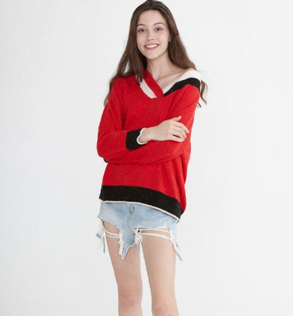 Mid-Length V Neck loose Women Tops Woolen Long Knit Sweater VPPBUY shop