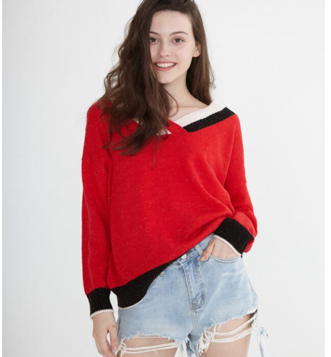 Mid-Length V Neck loose Women Tops Woolen Long Knit Sweater VPPBUY shop