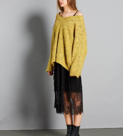 V Neck Short loose Women Winter Autumn Tops Woolen Knit Sweater VPPBUY shop