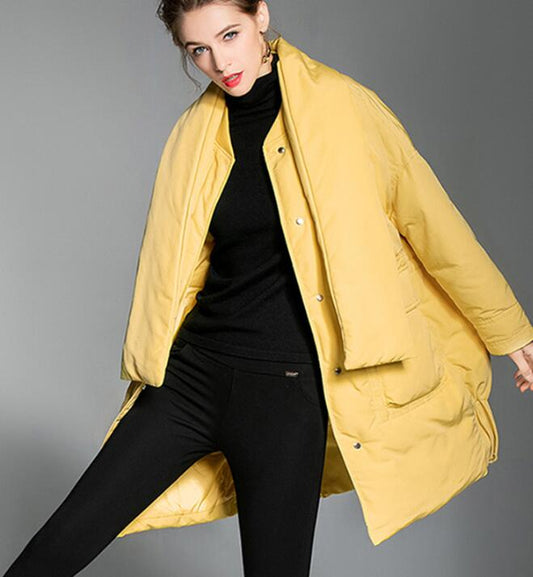 Long Loose Women Down Coat High Collar Winter Loose 90% Duck Down Jackets VPPBUY shop