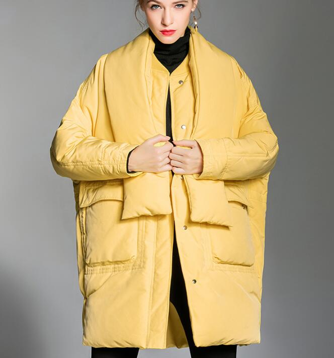 Long Loose Women Down Coat High Collar Winter Loose 90% Duck Down Jackets VPPBUY shop