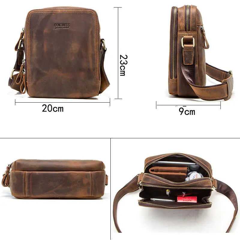 Personalized Men's Leather Shoulder Bag Messenger Bag Crossbody bag Retro Leather Bag Gift for Him VPPBUY shop