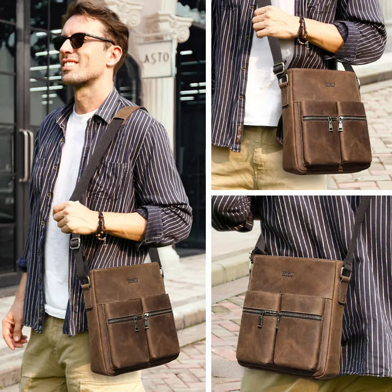 Men's Leather Shoulder Bag, Crossbody bag,Personalized  Messenger Bag Retro Leather Bag Gift for Him VPPBUY shop