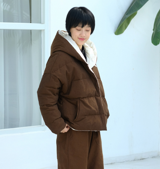 Reversible Hooded Cotton Winter Down Jacket Women Down Coats VPPBUY shop