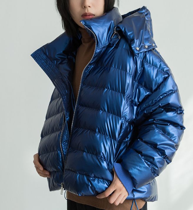 Shiny Hooded Short Women Winter Loose Down Jacket Women Down Coats Any Size VPPBUY shop