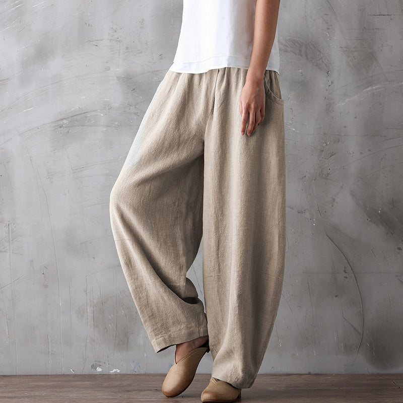 Women Casual Linen Cotton Wide Leg Pants BZ981103 VPPBUY shop