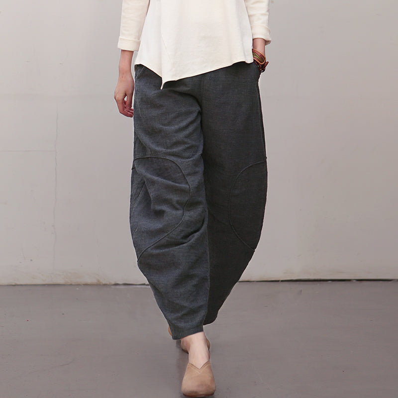 Black Women Casual Linen Cotton Wide Leg Pants BZ981106 VPPBUY shop