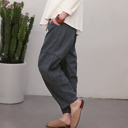 Black Women Casual Linen Cotton Wide Leg Pants BZ981106 VPPBUY shop