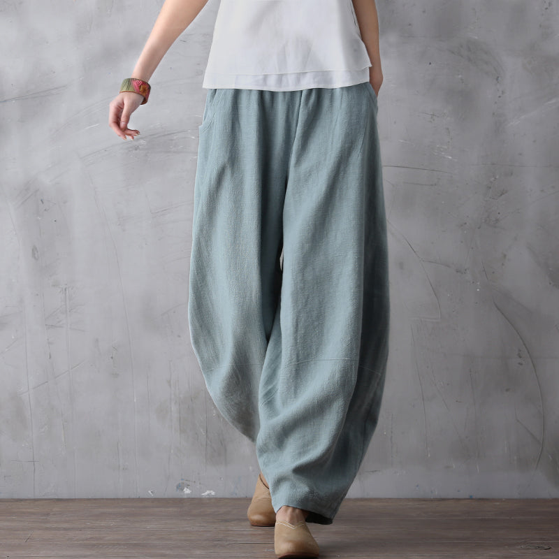 Women Casual Linen Cotton Wide Leg Pants BZ981103 VPPBUY shop