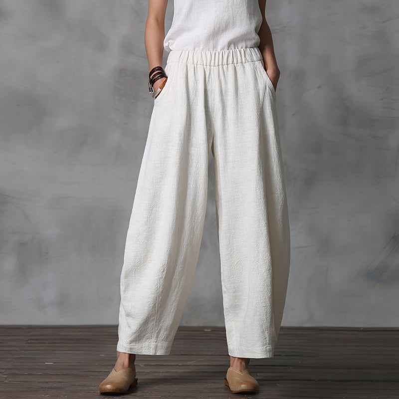 Women Casual Linen Cotton Wide Leg Pants BZ981103 VPPBUY shop