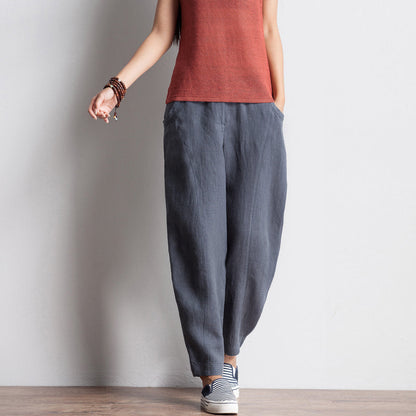 Women Casual Wide Leg Linen Cotton Pants BZ981105 VPPBUY shop