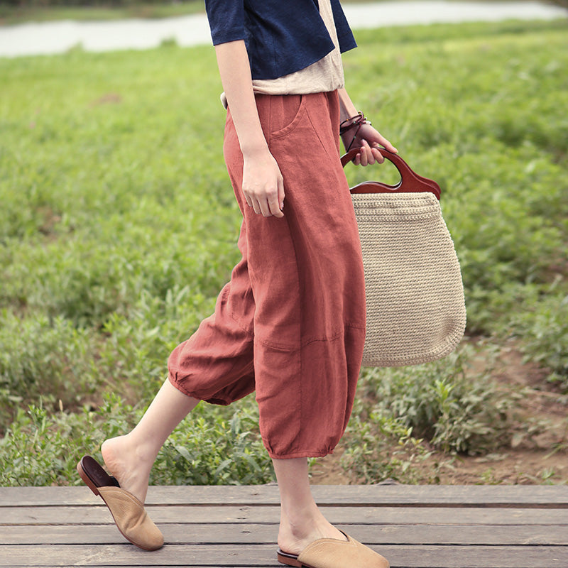 Summer Women Casual Linen Wide Leg Pants BZ981102 VPPBUY shop