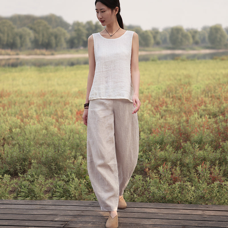 Casual Women Wide Leg Linen Pants BZ981104 VPPBUY shop