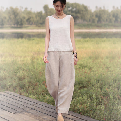 Casual Women Wide Leg Linen Pants BZ981104 VPPBUY shop