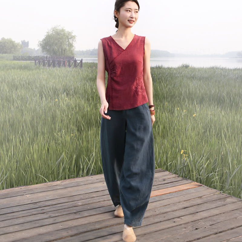 Casual Women Wide Leg Linen Pants BZ981104 VPPBUY shop