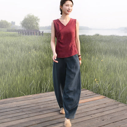 Casual Women Wide Leg Linen Pants BZ981104 VPPBUY shop