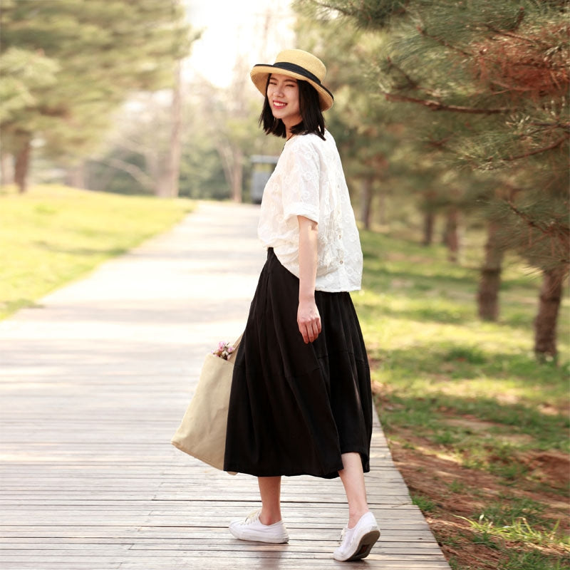 Women's Skirts Summer Linen Skirt Elastic Waist SSM09751 VPPBUY shop