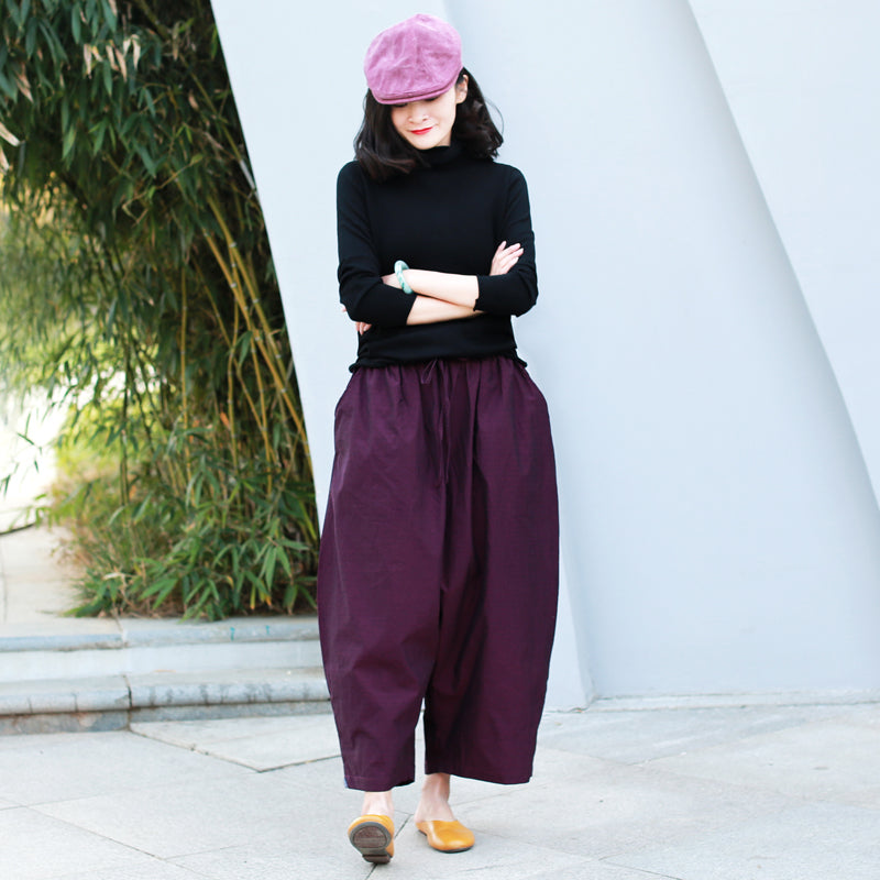 Purple Linen Pants Summer Wide Legs Women Pants MDYP9761 VPPBUY shop