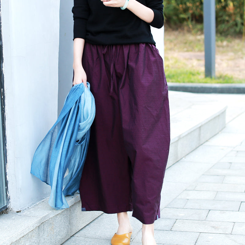 Purple Linen Pants Summer Wide Legs Women Pants MDYP9761 VPPBUY shop