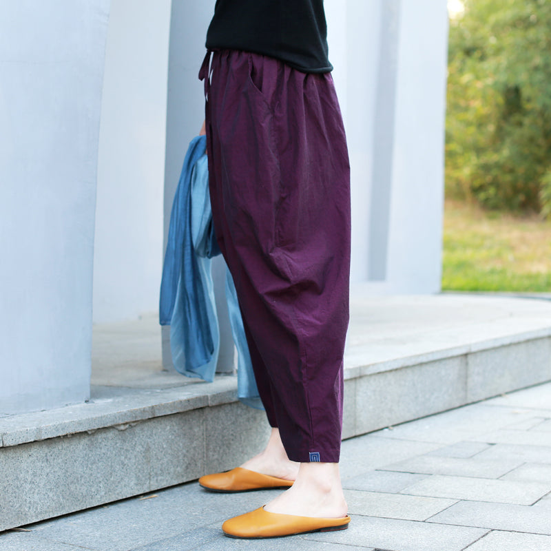 Purple Linen Pants Summer Wide Legs Women Pants MDYP9761 VPPBUY shop