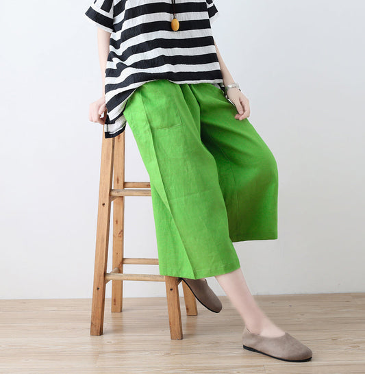 Green Linen Pants Summer Wide Legs Women Pants ATM962513 VPPBUY shop