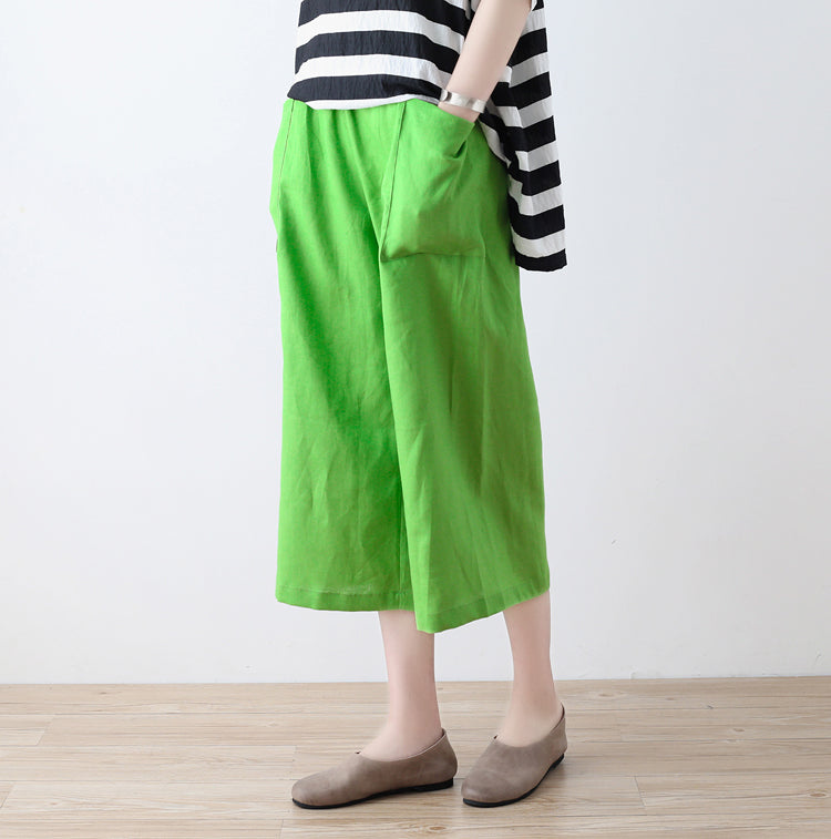 Green Linen Pants Summer Wide Legs Women Pants ATM962513 VPPBUY shop