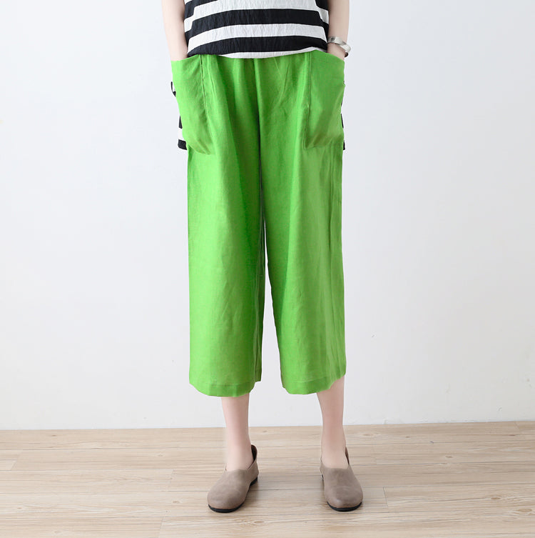 Green Linen Pants Summer Wide Legs Women Pants ATM962513 VPPBUY shop