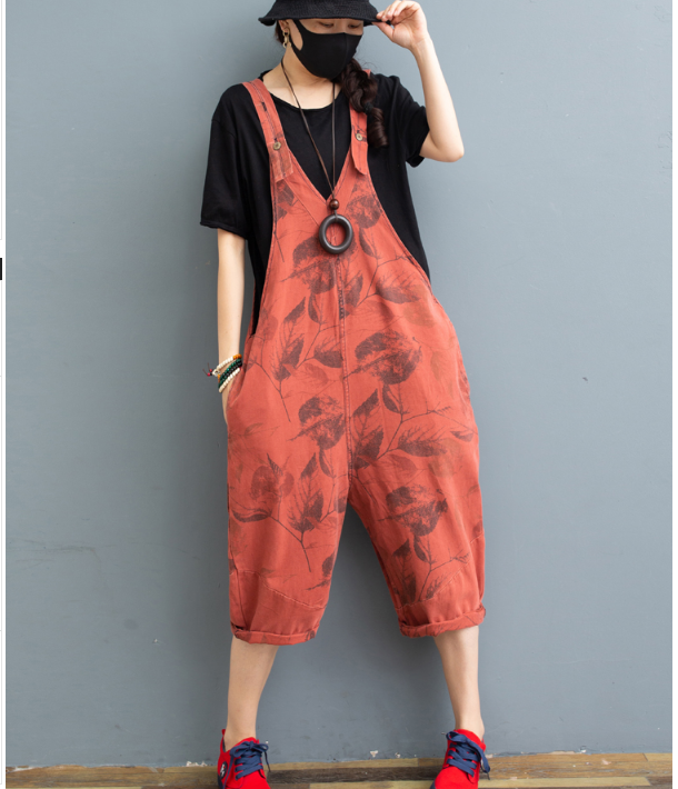 Red Denim Casual Spring Denim Overall Loose  Women Jumpsuits QYCQ05121 VPPBUY shop