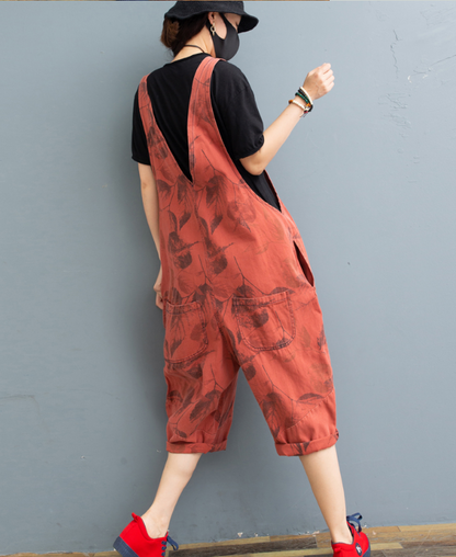 Red Denim Casual Spring Denim Overall Loose  Women Jumpsuits QYCQ05121 VPPBUY shop