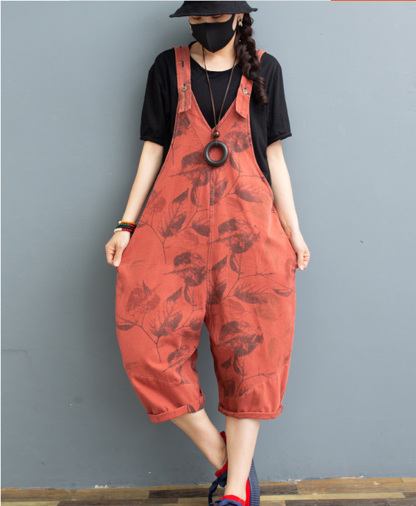 Red Denim Casual Spring Denim Overall Loose  Women Jumpsuits QYCQ05121 VPPBUY shop