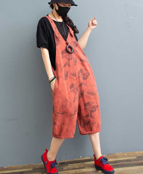 Red Denim Casual Spring Denim Overall Loose  Women Jumpsuits QYCQ05121 VPPBUY shop