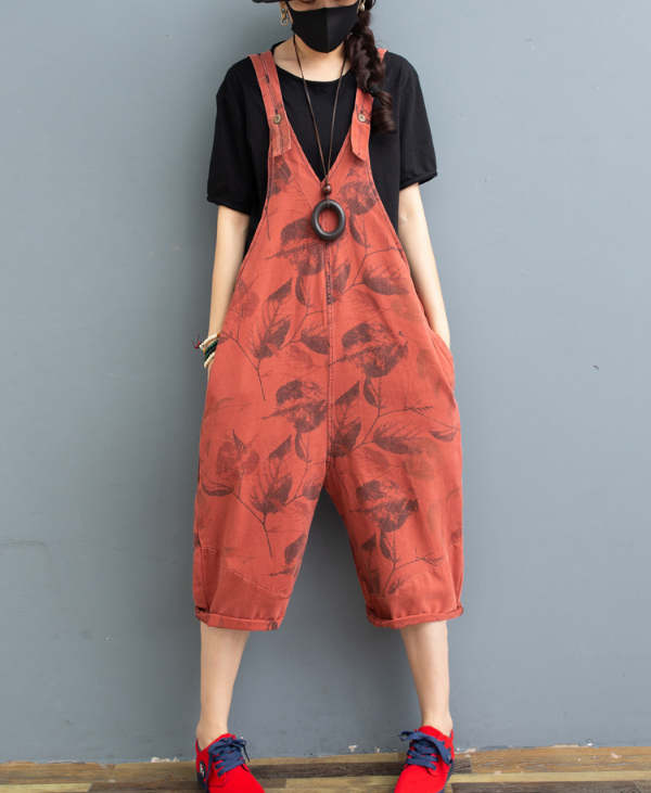 Red Denim Casual Spring Denim Overall Loose  Women Jumpsuits QYCQ05121 VPPBUY shop