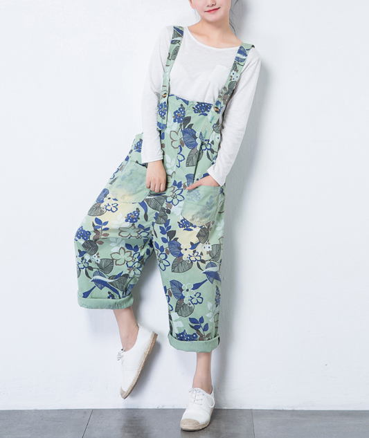 Floral Casual Spring Summer Cotton Overall Loose  Women Jumpsuits QYCQ05161 VPPBUY shop