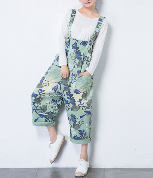 Floral Casual Spring Summer Cotton Overall Loose  Women Jumpsuits QYCQ05161 VPPBUY shop