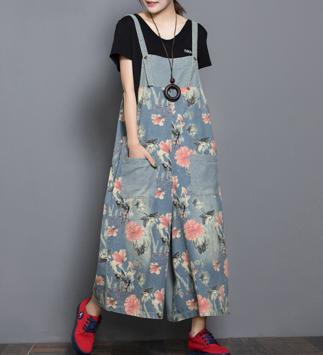 Floral Loose Denim Casual Spring Denim Overall Women Jumpsuits QY14 VPPBUY shop