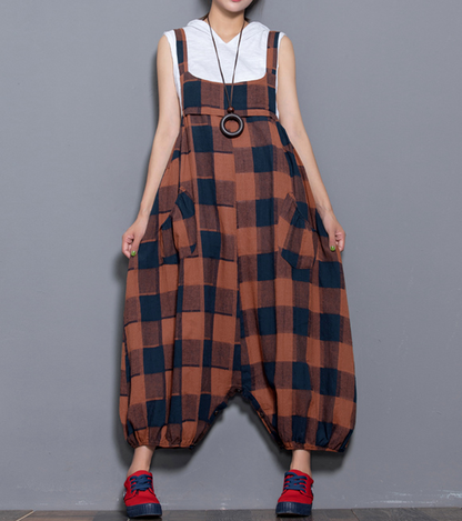 Checked Denim Casual Spring Denim Overall Plaid Women Jumpsuits QY07 VPPBUY shop